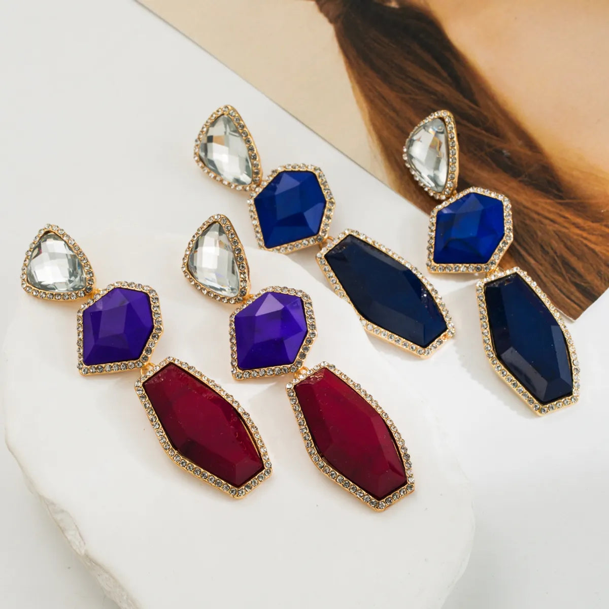 1 Pair Casual Elegant Classic Style Water Droplets Plating Inlay Alloy Resin Resin 14K Gold Plated Drop Earrings