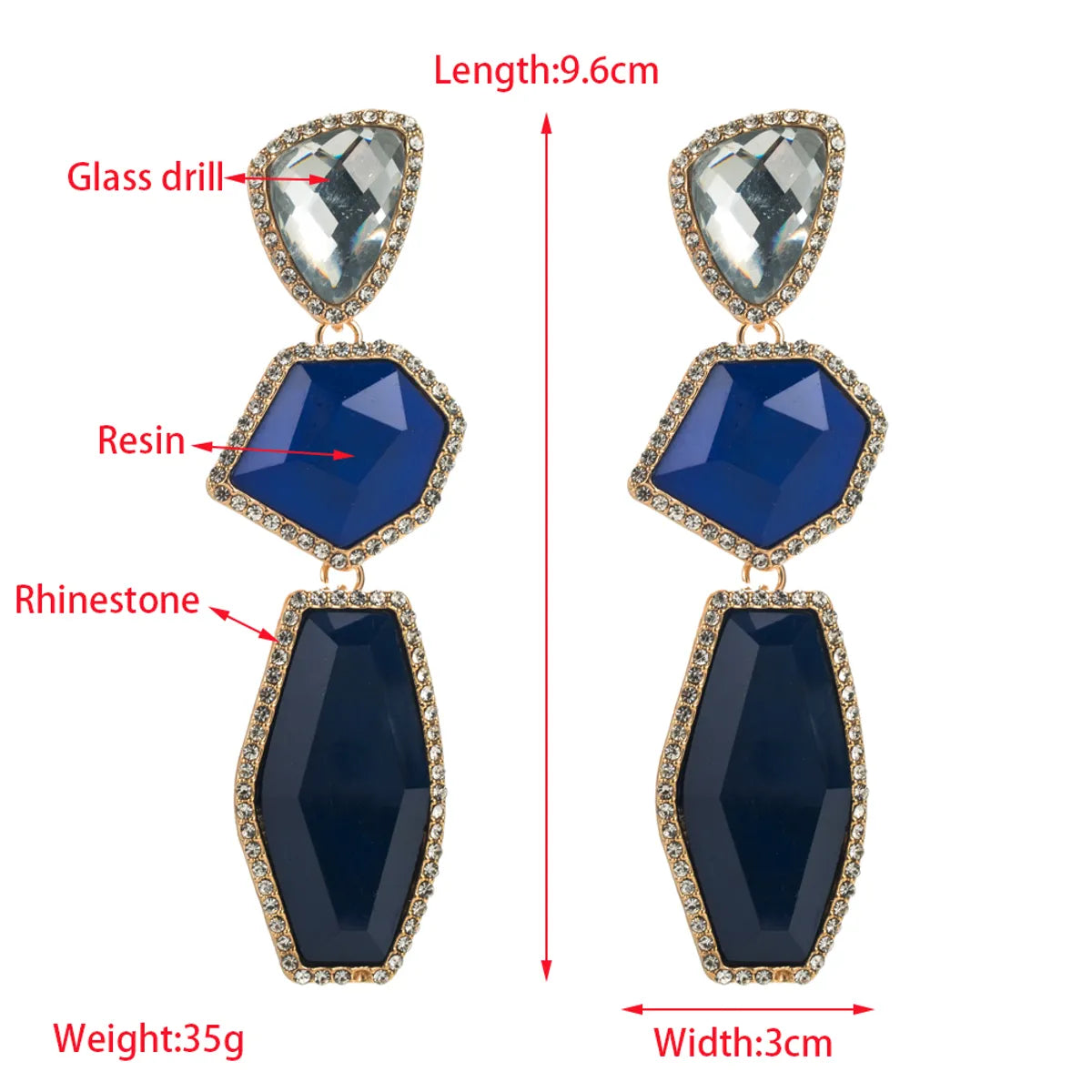 1 Pair Casual Elegant Classic Style Water Droplets Plating Inlay Alloy Resin Resin 14K Gold Plated Drop Earrings