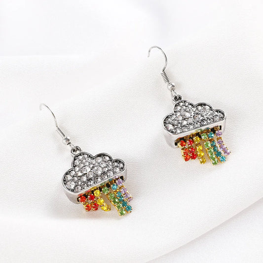 1 Pair Casual Elegant Clouds Inlay Alloy Zircon Drop Earrings