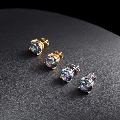 1 Pair Casual Elegant Commute Round Plating Inlay Copper Zircon 14k Gold Plated White Gold Plated Ear Studs