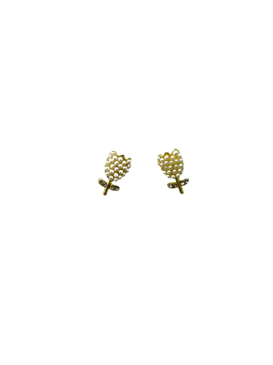 1 Pair Casual Elegant Cute Flower Inlay Alloy Rhinestones Pearl Ear Studs