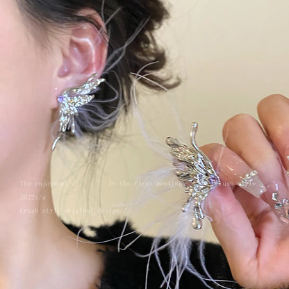 1 Pair Casual Elegant Feather Butterfly Alloy Ear Cuffs Ear Studs