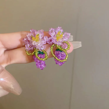 1 Pair Casual Elegant Flower Beaded Crystal Ear Studs