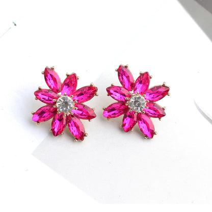 1 Pair Casual Elegant Flower Plating Inlay Alloy Crystal Rhinestones Gold Plated Ear Studs