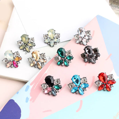 1 Pair Casual Elegant Flower Plating Inlay Alloy Rhinestones Ear Studs