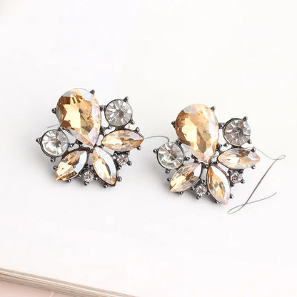 1 Pair Casual Elegant Flower Plating Inlay Alloy Rhinestones Ear Studs