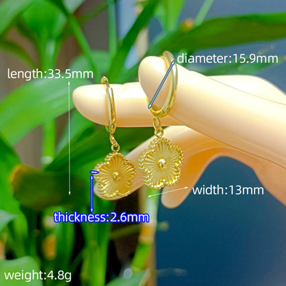 1 Pair Casual Elegant Flower Plating Laser Titanium Steel 18K Gold Plated Hoop Earrings