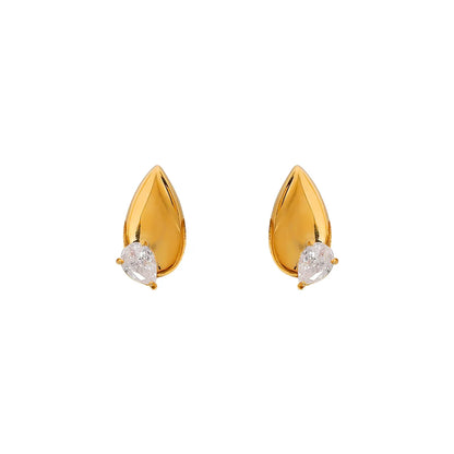 1 Pair Casual Elegant Geometric Inlay Copper Zircon 18K Gold Plated Ear Studs