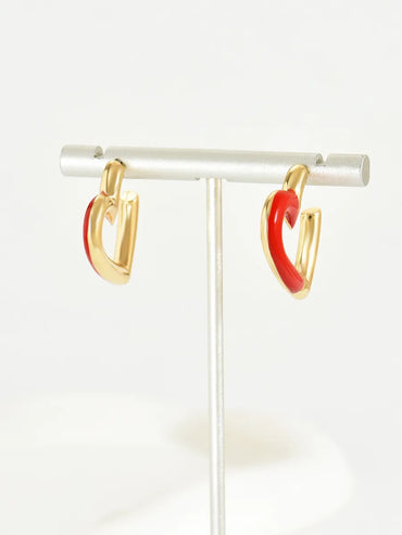 1 Pair Casual Elegant Heart Shape Enamel Alloy Gold Plated Ear Studs