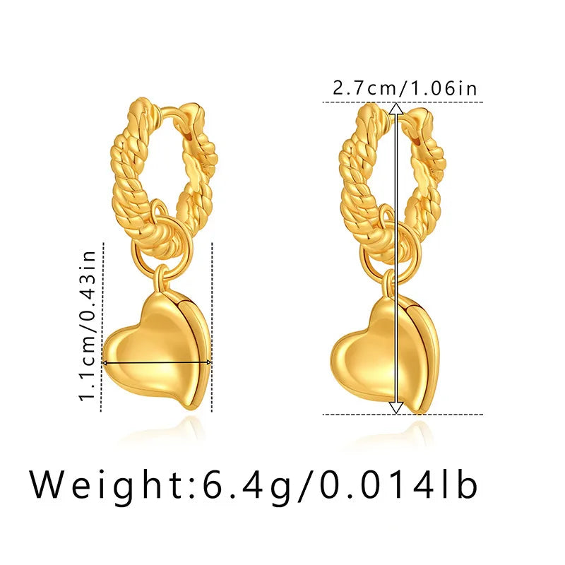 1 Pair Casual Elegant Heart Shape Plating Copper Drop Earrings