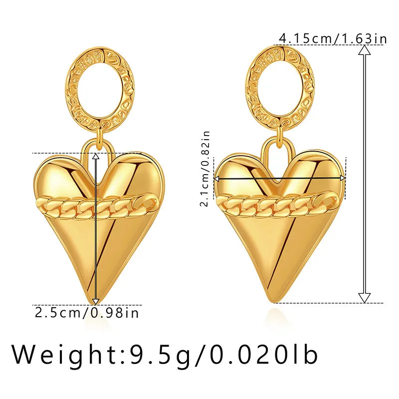 1 Pair Casual Elegant Heart Shape Plating Copper Drop Earrings