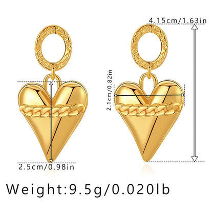 1 Pair Casual Elegant Heart Shape Plating Copper Drop Earrings