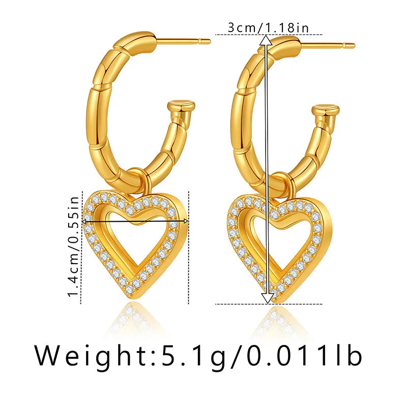 1 Pair Casual Elegant Heart Shape Plating Copper Drop Earrings