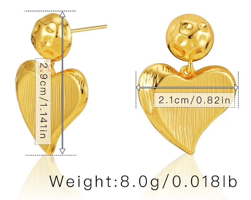 1 Pair Casual Elegant Heart Shape Plating Copper Drop Earrings