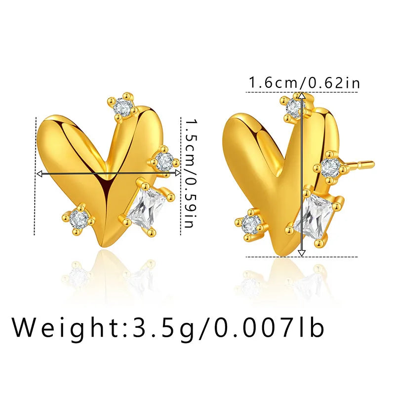 1 Pair Casual Elegant Heart Shape Plating Copper Drop Earrings