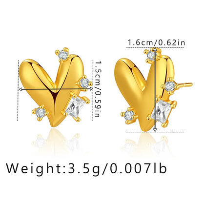 1 Pair Casual Elegant Heart Shape Plating Copper Drop Earrings