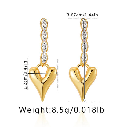 1 Pair Casual Elegant Heart Shape Plating Copper Drop Earrings