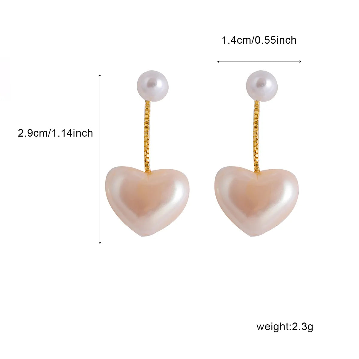 1 Pair Casual Elegant Heart Shape Plating Inlay Imitation Pearl Copper 18K Gold Plated Drop Earrings