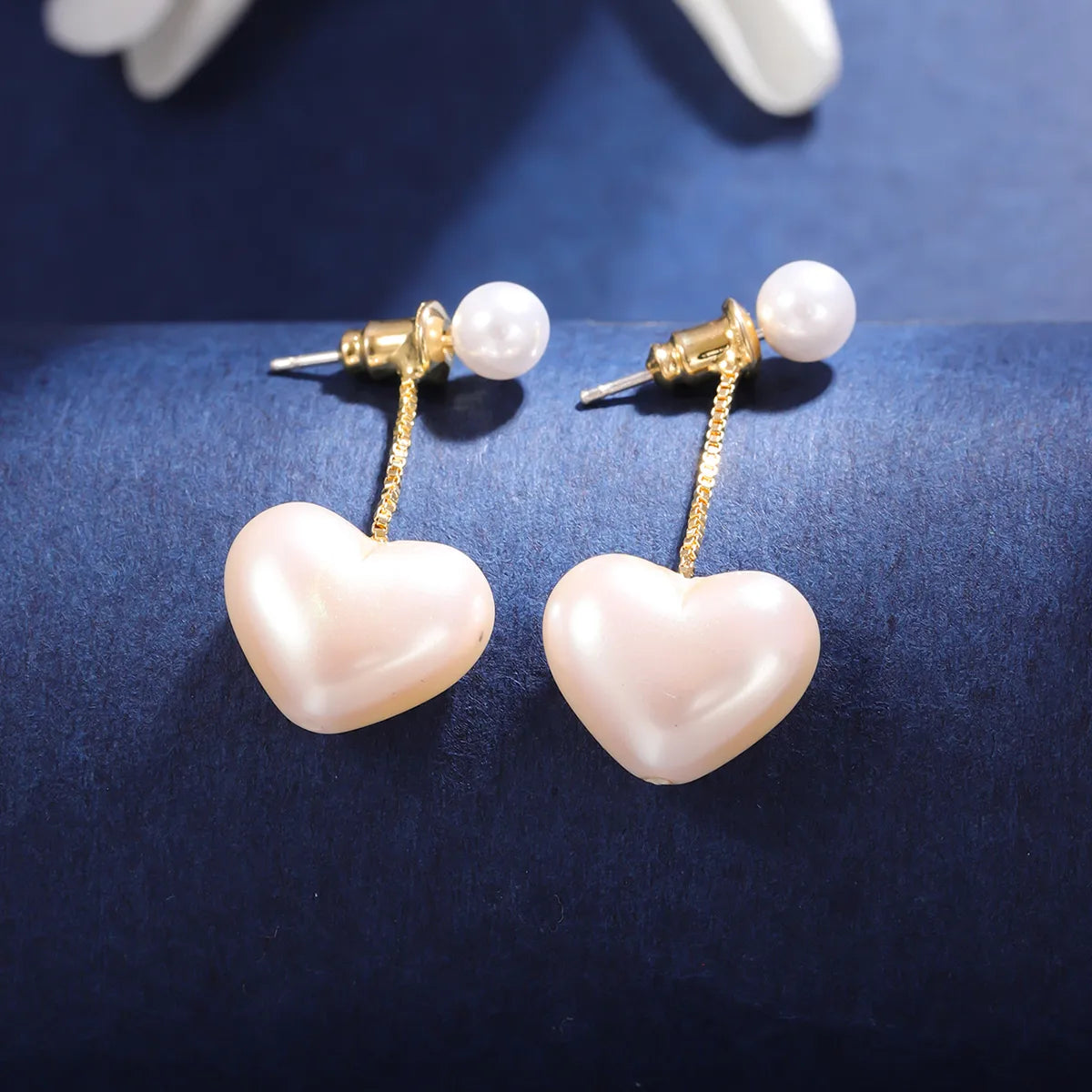 1 Pair Casual Elegant Heart Shape Plating Inlay Imitation Pearl Copper 18K Gold Plated Drop Earrings