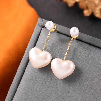 1 Pair Casual Elegant Heart Shape Plating Inlay Imitation Pearl Copper 18K Gold Plated Drop Earrings