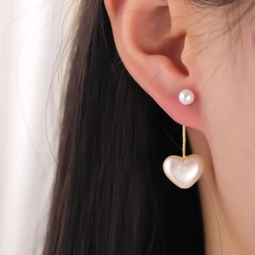 1 Pair Casual Elegant Heart Shape Plating Inlay Imitation Pearl Copper 18K Gold Plated Drop Earrings