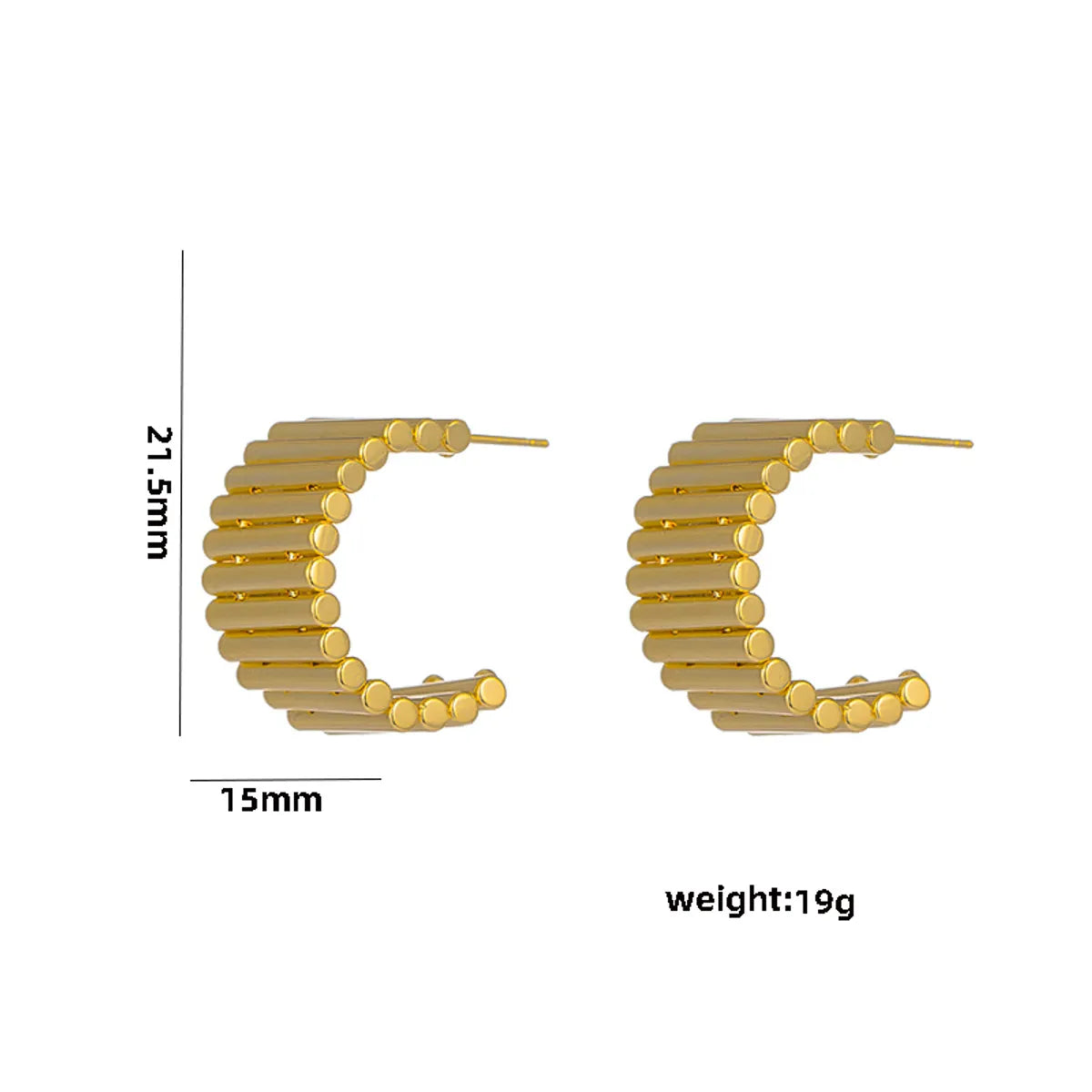 1 Pair Casual Elegant Lady C Shape Geometric Plating Stainless Steel 18k Gold Plated Ear Studs