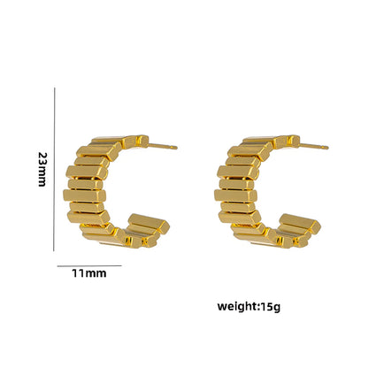 1 Pair Casual Elegant Lady C Shape Geometric Plating Stainless Steel 18k Gold Plated Ear Studs