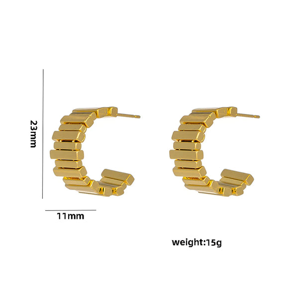 1 Pair Casual Elegant Lady C Shape Geometric Plating Stainless Steel 18k Gold Plated Ear Studs