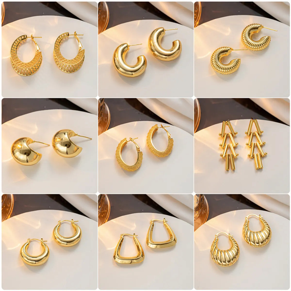 1 Pair Casual Elegant Lady C Shape Geometric Plating Stainless Steel 18k Gold Plated Ear Studs