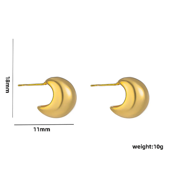 1 Pair Casual Elegant Lady C Shape Geometric Plating Stainless Steel 18k Gold Plated Ear Studs