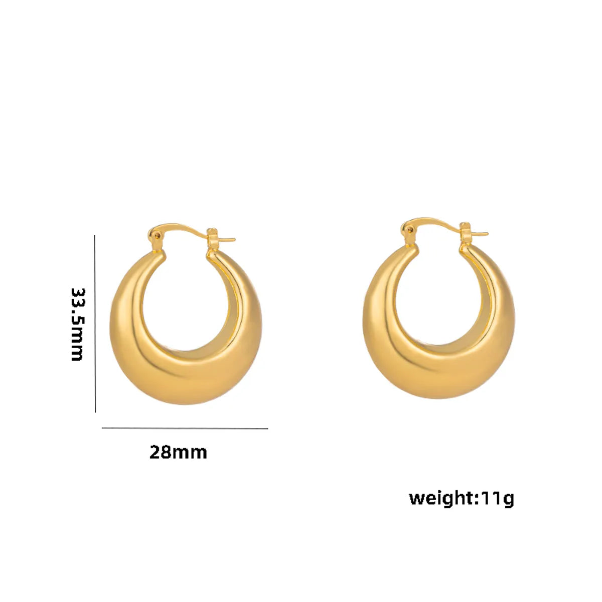 1 Pair Casual Elegant Lady C Shape Geometric Plating Stainless Steel 18k Gold Plated Ear Studs