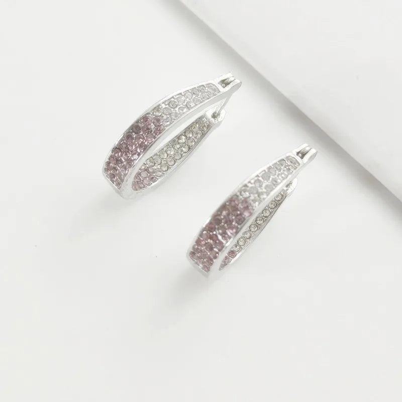 1 Pair Casual Elegant Lady Circle Inlay 316 Stainless Steel  Artificial Rhinestones Earrings