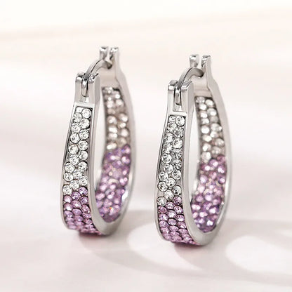 1 Pair Casual Elegant Lady Circle Inlay 316 Stainless Steel  Artificial Rhinestones Earrings