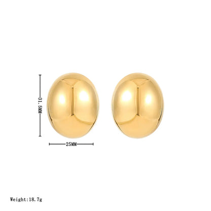 1 Pair Casual Elegant Lady Geometric Oval Plating Alloy Ear Studs