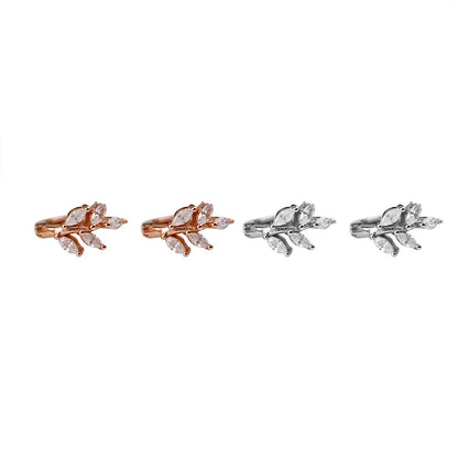 1 Pair Casual Elegant Leaves Plating Inlay Sterling Silver Zircon Rose Gold Plated Ear Studs