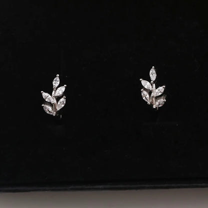 1 Pair Casual Elegant Leaves Plating Inlay Sterling Silver Zircon Rose Gold Plated Ear Studs