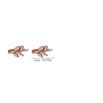 1 Pair Casual Elegant Leaves Plating Inlay Sterling Silver Zircon Rose Gold Plated Ear Studs