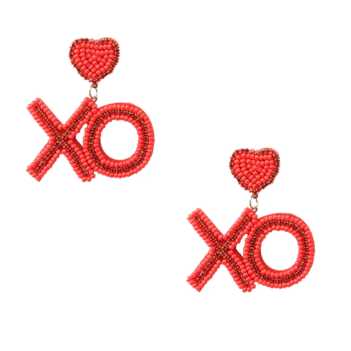 1 Pair Casual Elegant Letter Heart Shape Beaded Inlay Stainless Steel Cloth Glass Zircon Drop Earrings