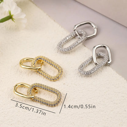 1 Pair Casual Elegant Luxurious Solid Color Plating Inlay Copper Zircon Silver Plated Drop Earrings