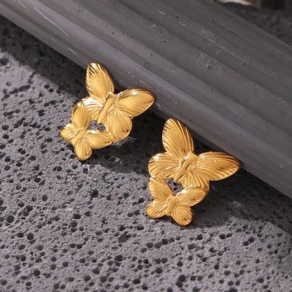 1 Pair Casual Elegant Modern Style Butterfly Plating Titanium Steel 18K Gold Plated Ear Studs