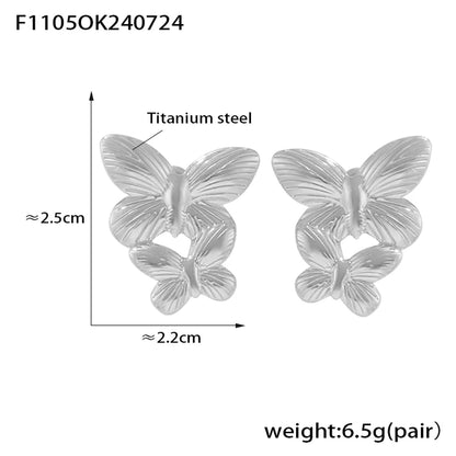 1 Pair Casual Elegant Modern Style Butterfly Plating Titanium Steel 18K Gold Plated Ear Studs