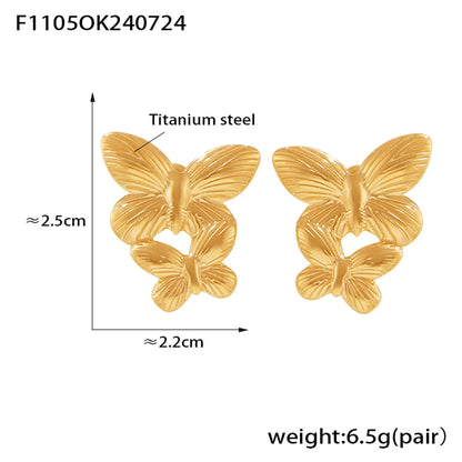 1 Pair Casual Elegant Modern Style Butterfly Plating Titanium Steel 18K Gold Plated Ear Studs