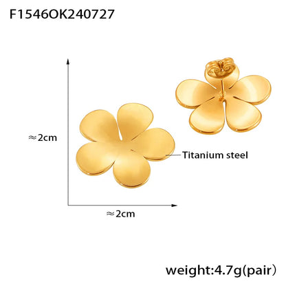 1 Pair Casual Elegant Modern Style Flower Plating Titanium Steel 18K Gold Plated Ear Studs