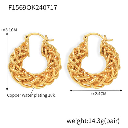 1 Pair Casual Elegant Modern Style Twist Plating Copper 18K Gold Plated Earrings