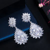 1 Pair Casual Elegant Romantic Snowflake Plating Inlay Copper Zircon 14k Gold Plated Rhodium Plated Drop Earrings