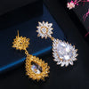 1 Pair Casual Elegant Romantic Snowflake Plating Inlay Copper Zircon 14k Gold Plated Rhodium Plated Drop Earrings