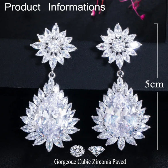 1 Pair Casual Elegant Romantic Snowflake Plating Inlay Copper Zircon 14k Gold Plated Rhodium Plated Drop Earrings
