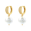 1 Pair Casual Elegant Round Plating Inlay Copper Pearl Zircon 18K Gold Plated Drop Earrings