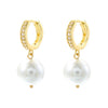 1 Pair Casual Elegant Round Plating Inlay Copper Pearl Zircon 18K Gold Plated Drop Earrings