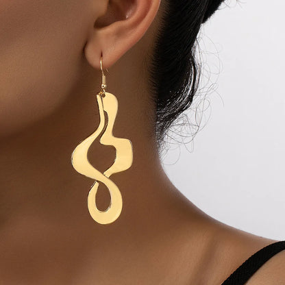 1 Pair Casual Elegant S Shape Double Ring Infinity Alloy 14k Gold Plated Drop Earrings